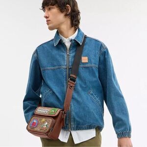 Coach X Peanuts Sullivan Flap Crossbody Bag Signature Canvas With Patched